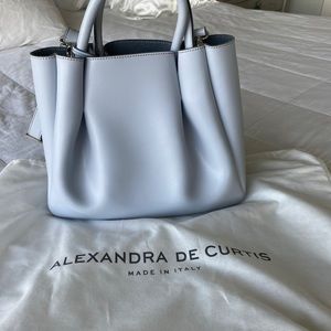 Alexandra de Curtis Amalfi MIDI Ruched Blue Tote. Made in Italy